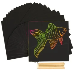 Colorations® Scratch Art Boards - 50 boards with 10 Sticks