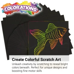 Colorations® Scratch Art Boards - 25 boards with 5 Sticks
