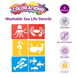 Colorations® Sea Life Washable Plastic Stencils - Set of 6