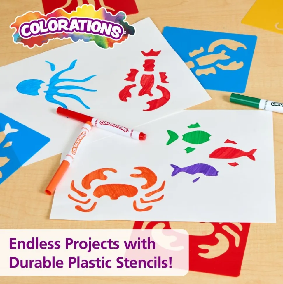 Colorations® Sea Life Washable Plastic Stencils - Set of 6