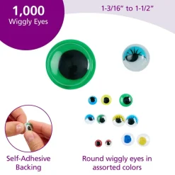Colorations® Self Adhesive Color Wiggly Eyes - Set of 1000