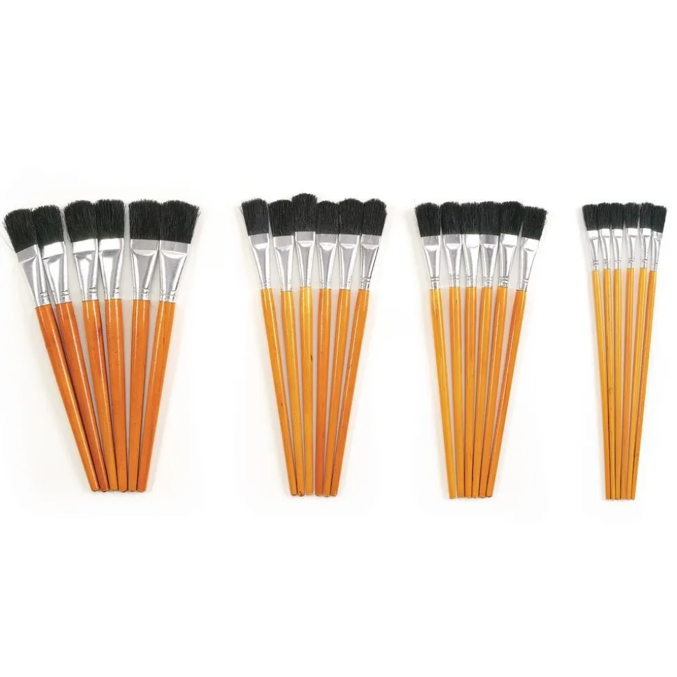 Colorations® Short Handle Wooden Easel Paint Brushes - Set of 24