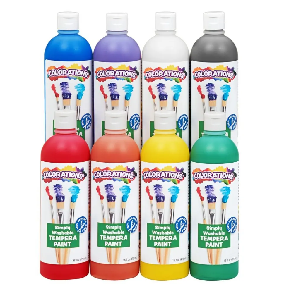 Colorations® Simply Washable Tempera Paint Rainbow Pack- 16oz, Set of 8