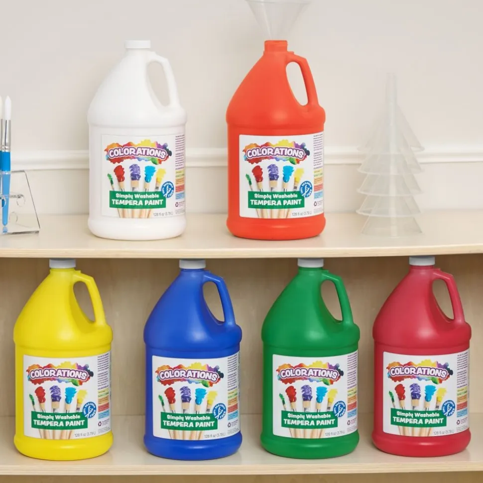 Colorations® Simply Washable Tempera Paint Gallon & Roll Set - 6 Colors