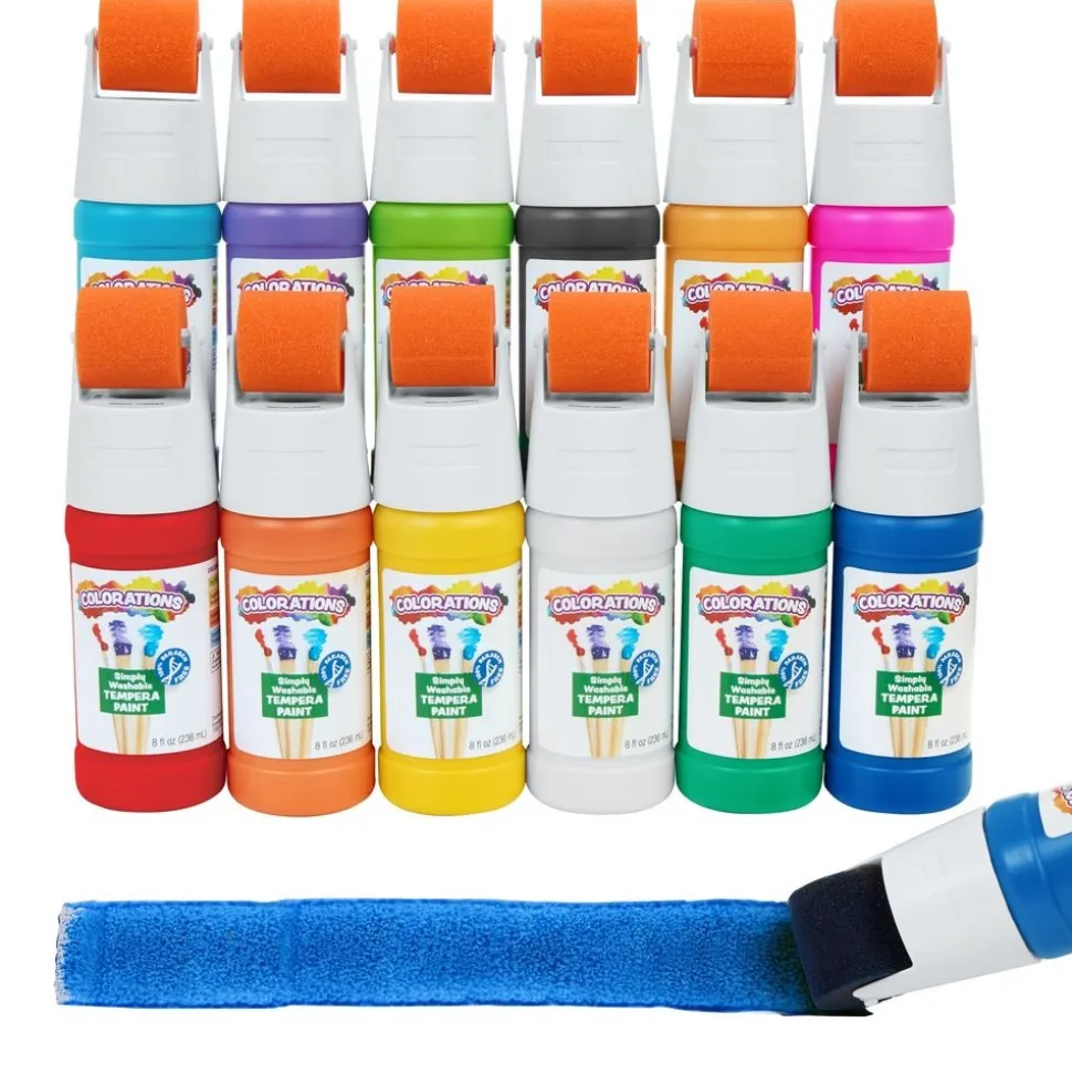 Colorations® Simply Washable Tempera Roller Set, 12 Colors