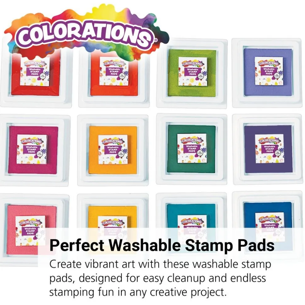 Colorations® Stamper-Perfect Washable Stamp Pads - Set of 12