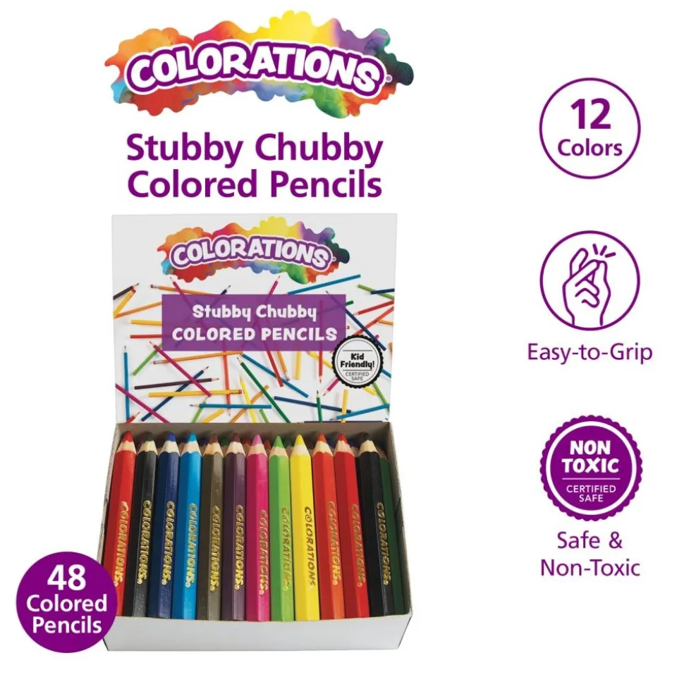 Colorations® Stubby Chubby Colored Pencils - Set of 48