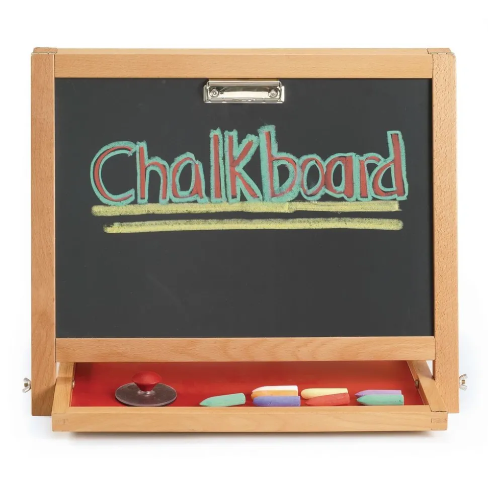 Colorations® Tabletop Easel featuring magnetic dry erase board, chalkboard and clips to hold paper
