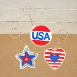 Colorations® 4th of July Sparkle Keychain Craft Kit - Makes 12 Crafts