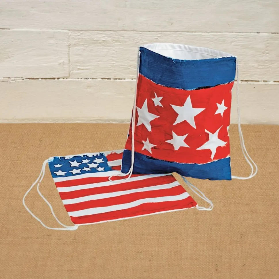 Colorations® 4th of July USA Drawstring Backpack Craft Kit - Makes 12 Crafts