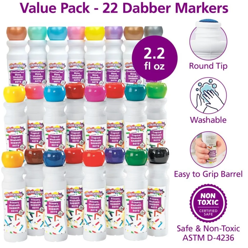 Colorations® Washable Dabber Markers Value Pack - Set of 22