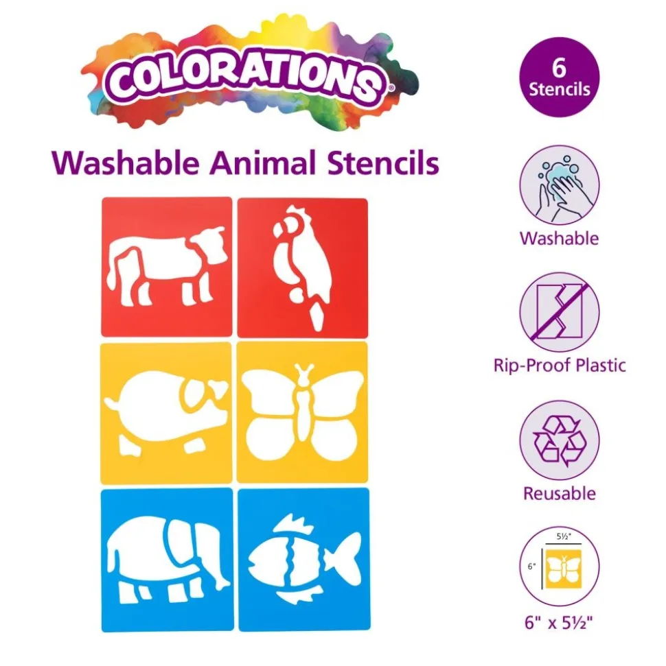 Colorations® Washable Plastic Animal Stencils - Set of 6