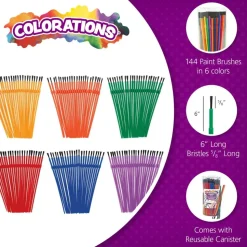 Colorations® Watercolor Paint Brush Classroom Pack - 144 Pieces