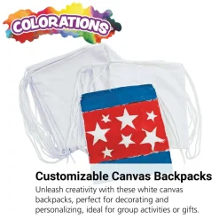 Colorations® White Canvas Backpacks - Set of 12