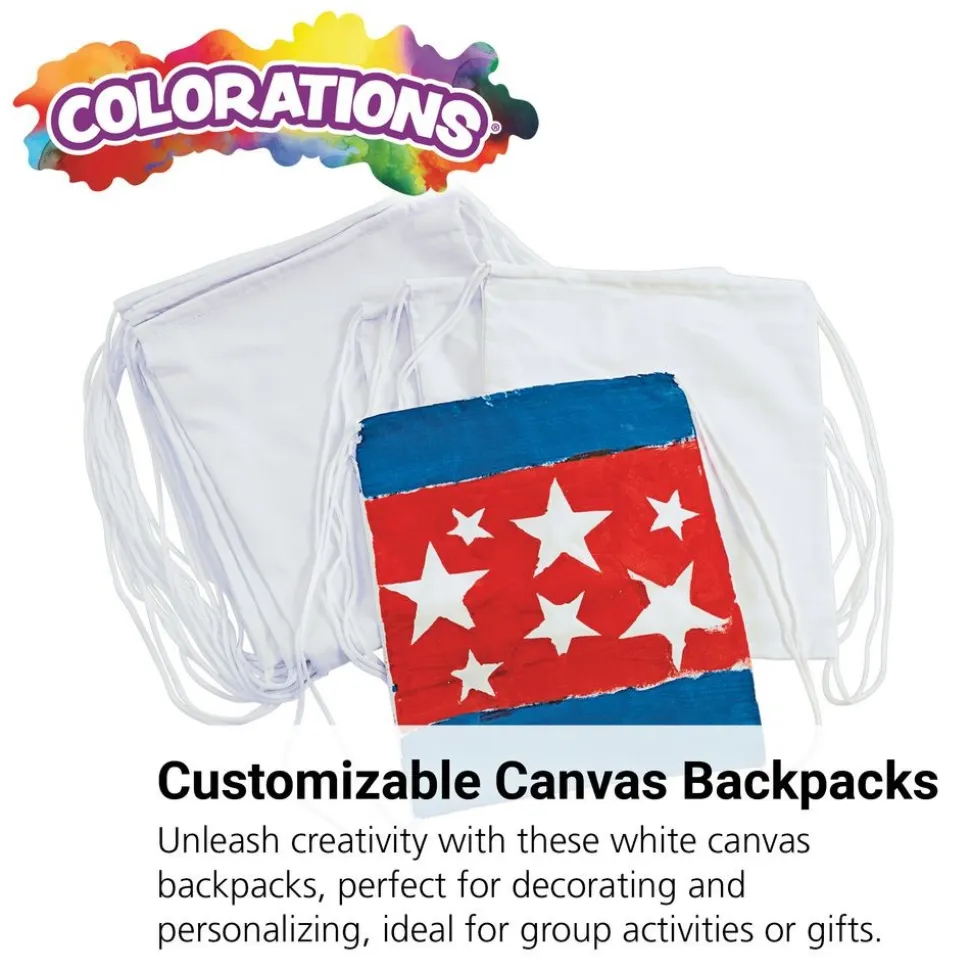 Colorations® White Canvas Backpacks - Set of 12