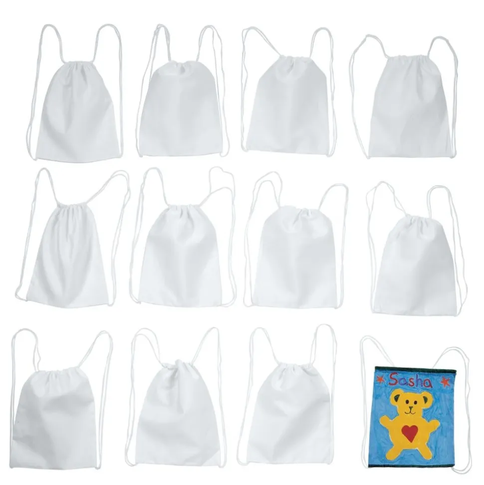 Colorations® White Canvas Backpacks - Set of 12
