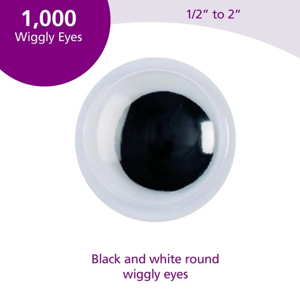 Colorations® Wiggly Eyes, Black - 1,000 Pieces