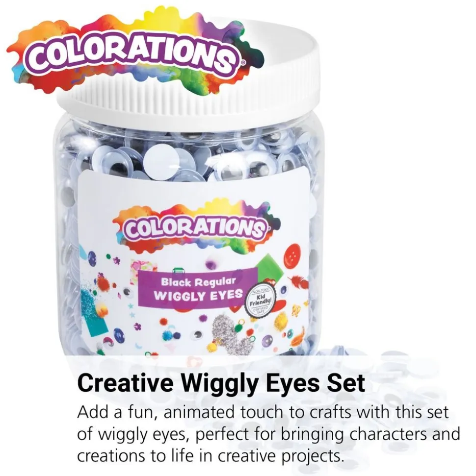 Colorations® Wiggly Eyes, Black - 1,000 Pieces