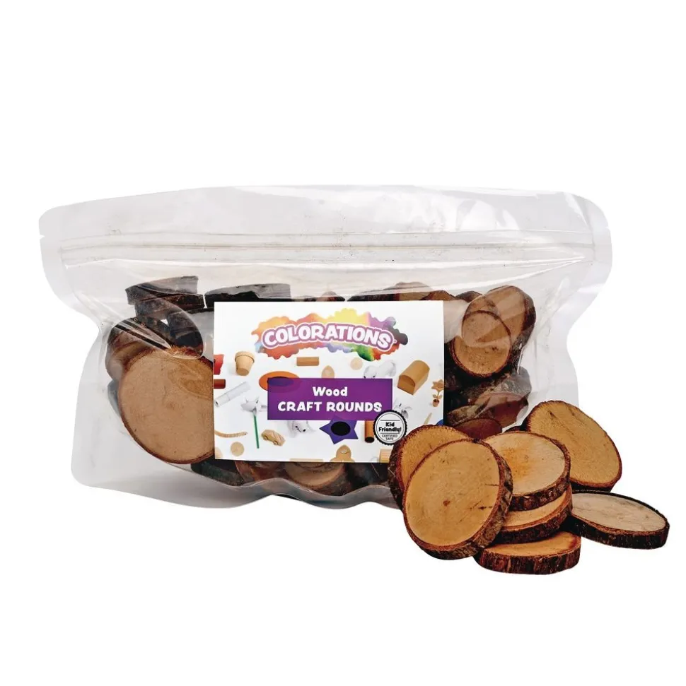 Colorations® Wood Craft Rounds - 50 Pieces