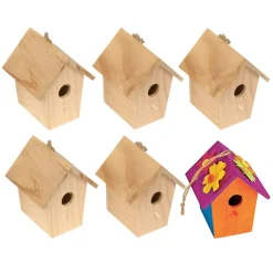 Colorations® Wooden Birdhouses - Set of 6