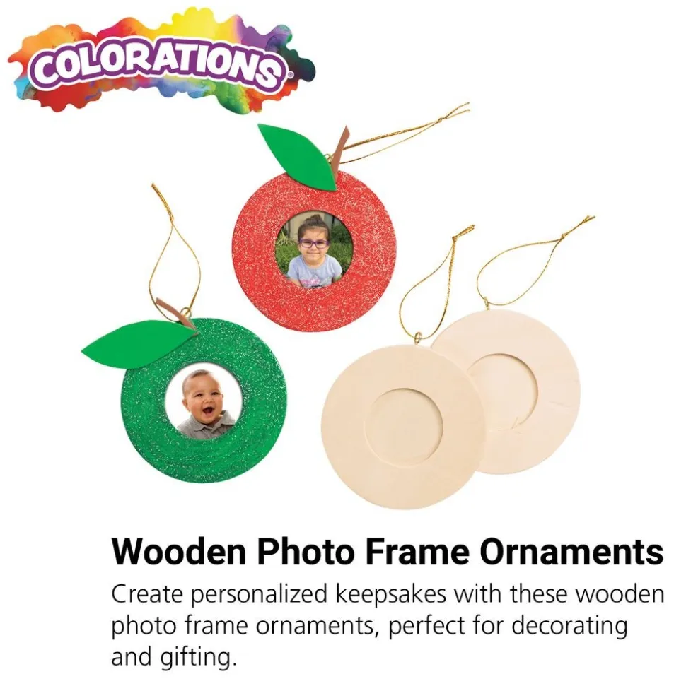 Colorations® Wooden Photo Frame Ornaments - Set of 12