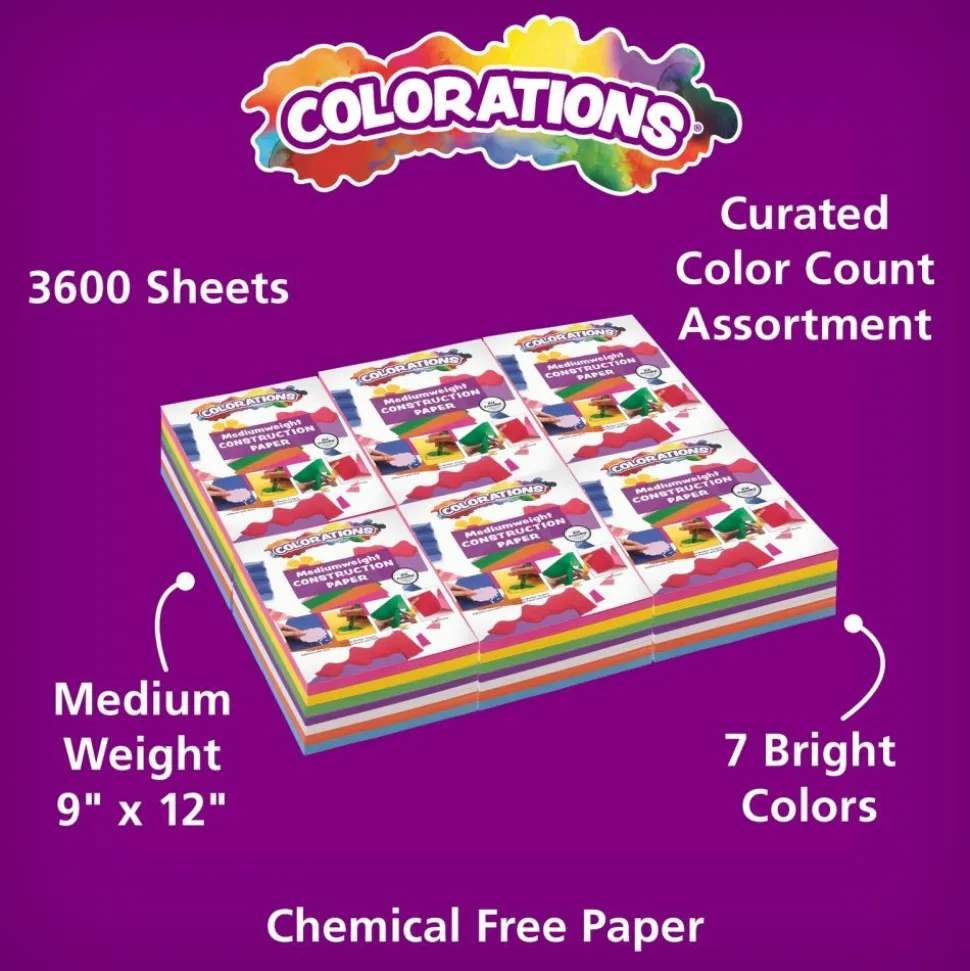 Colorations® 9" x 12" Bright Construction Paper Smart Pack - 6 Packs