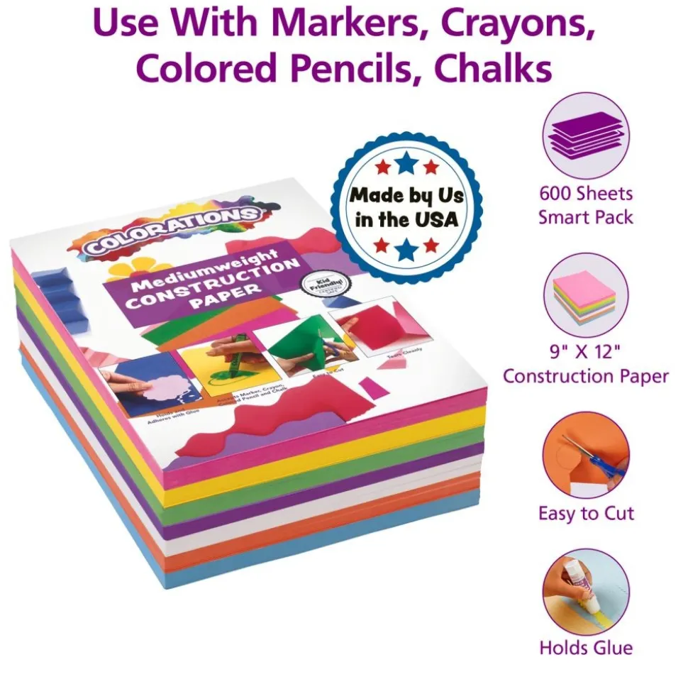 Colorations® 9" x 12" Bright Construction Paper Smart Pack - 600 Sheets