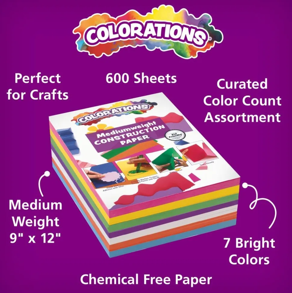 Colorations® 9" x 12" Bright Construction Paper Smart Pack - 600 Sheets