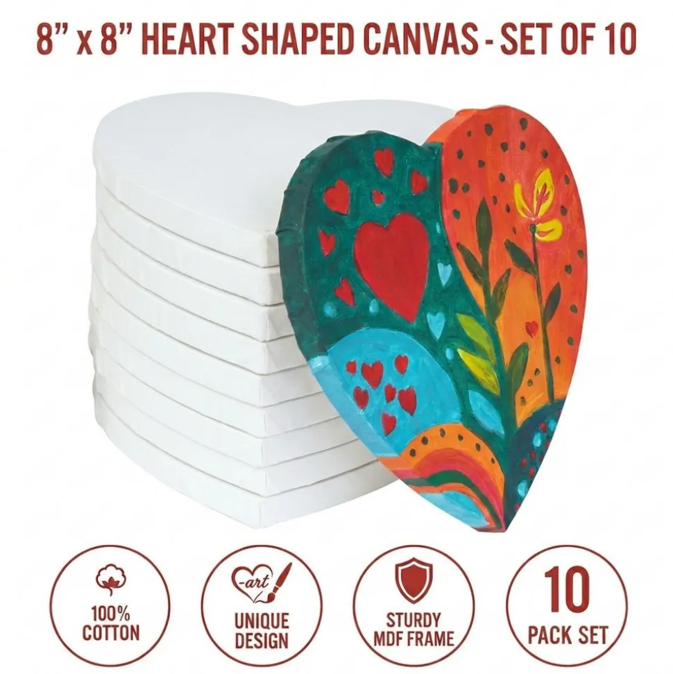 Colorations® 8" x 8" Heart Shaped Canvas - Set of 10