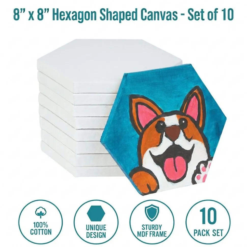 Colorations® 8" x 8" Hexagon Shaped Canvas - Set of 10