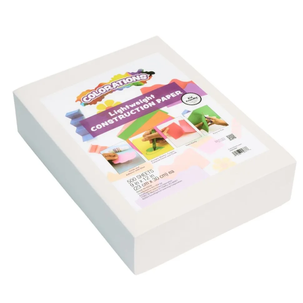 Colorations® 9" x 12" Lightweight Recycled Construction Paper, Off-White - 500 Sheets with BONUS Mindfulness Stencils - Set of 6
