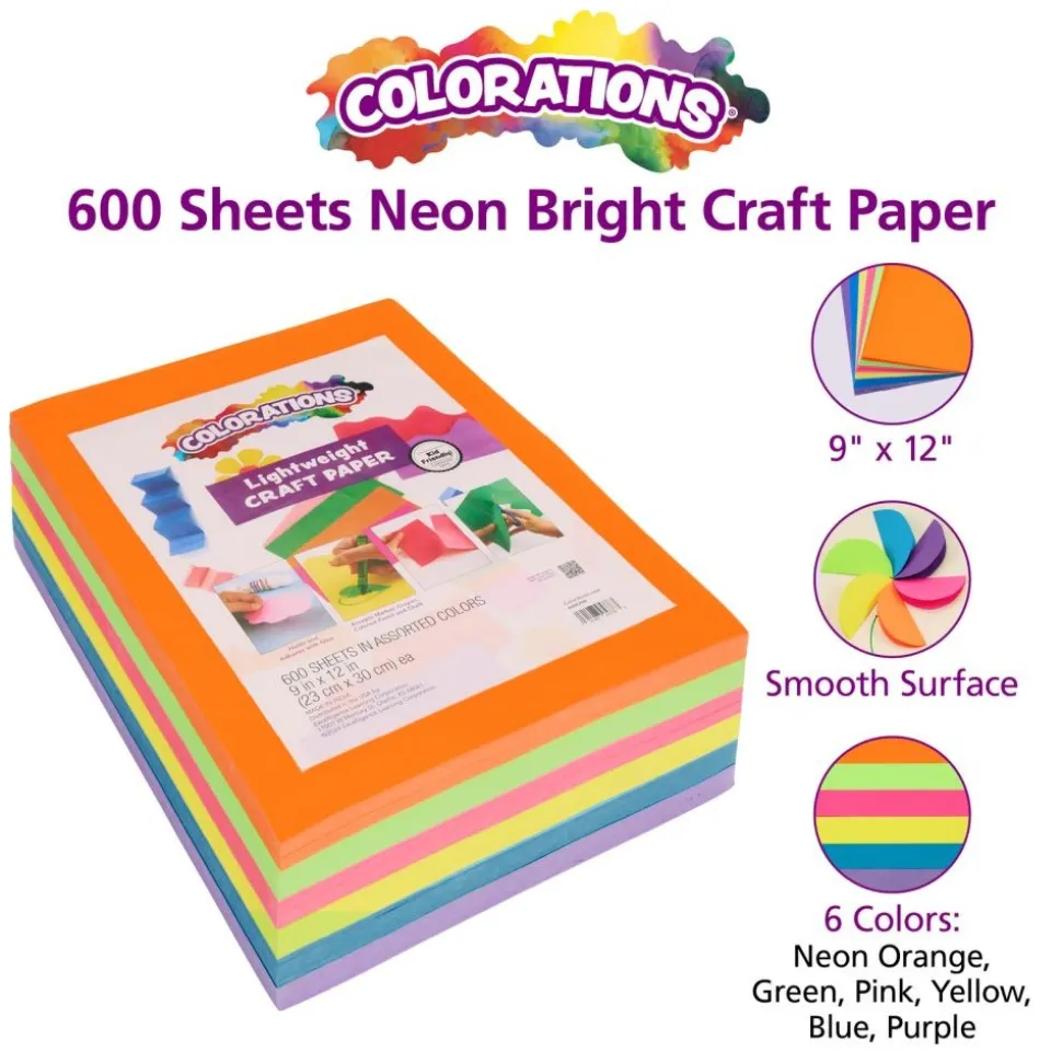 Colorations® 9" x 12" Neon Lightweight Craft Paper - 600 sheets