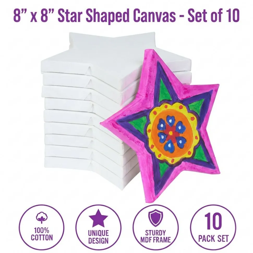 Colorations® 8" x 8" Star Shaped Canvas - Set of 10