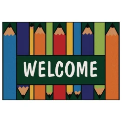 Colorful Pencils Welcome 4' x 6' Rectangle Kids Value Carpet