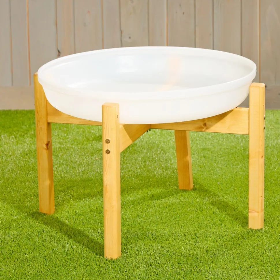 Cosy White Tuff Tray with Wood Stand