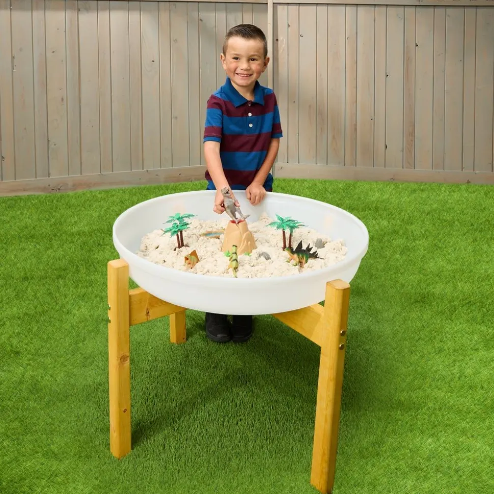 Cosy White Tuff Tray with Wood Stand