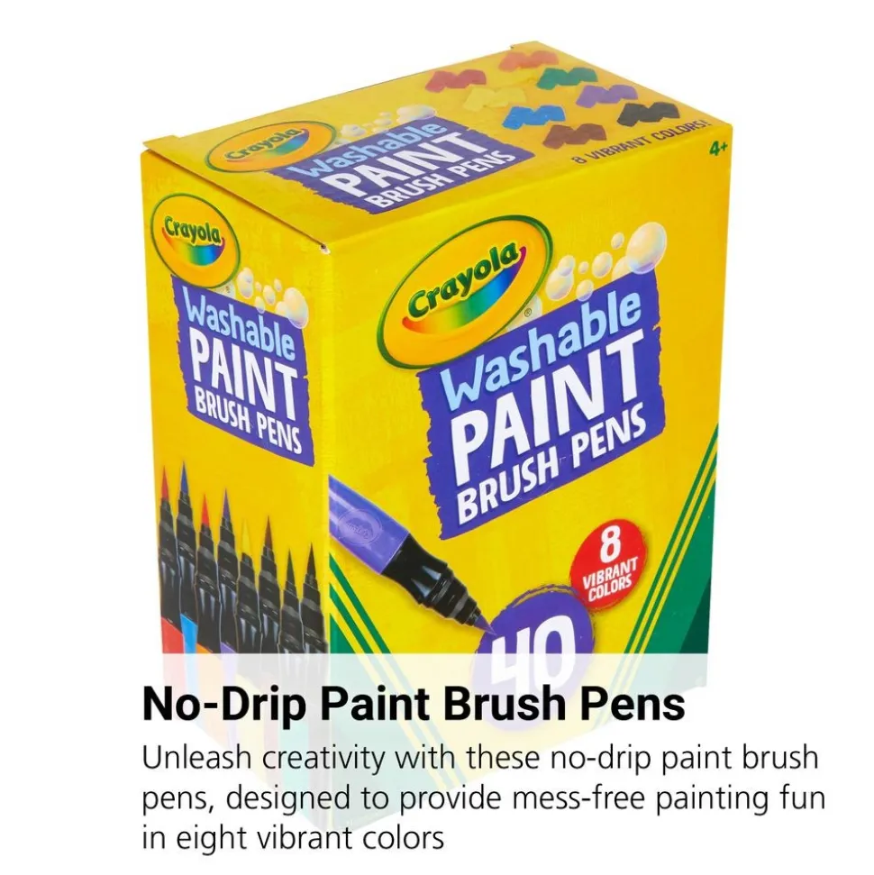 Crayola® No Drip Paint Brush Pens, 40 Count, 8 Colors