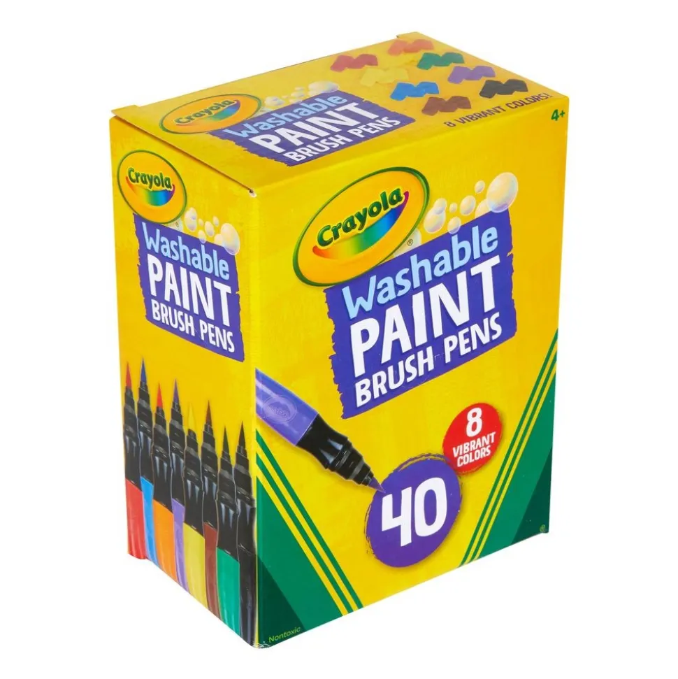 Crayola® No Drip Paint Brush Pens, 40 Count, 8 Colors