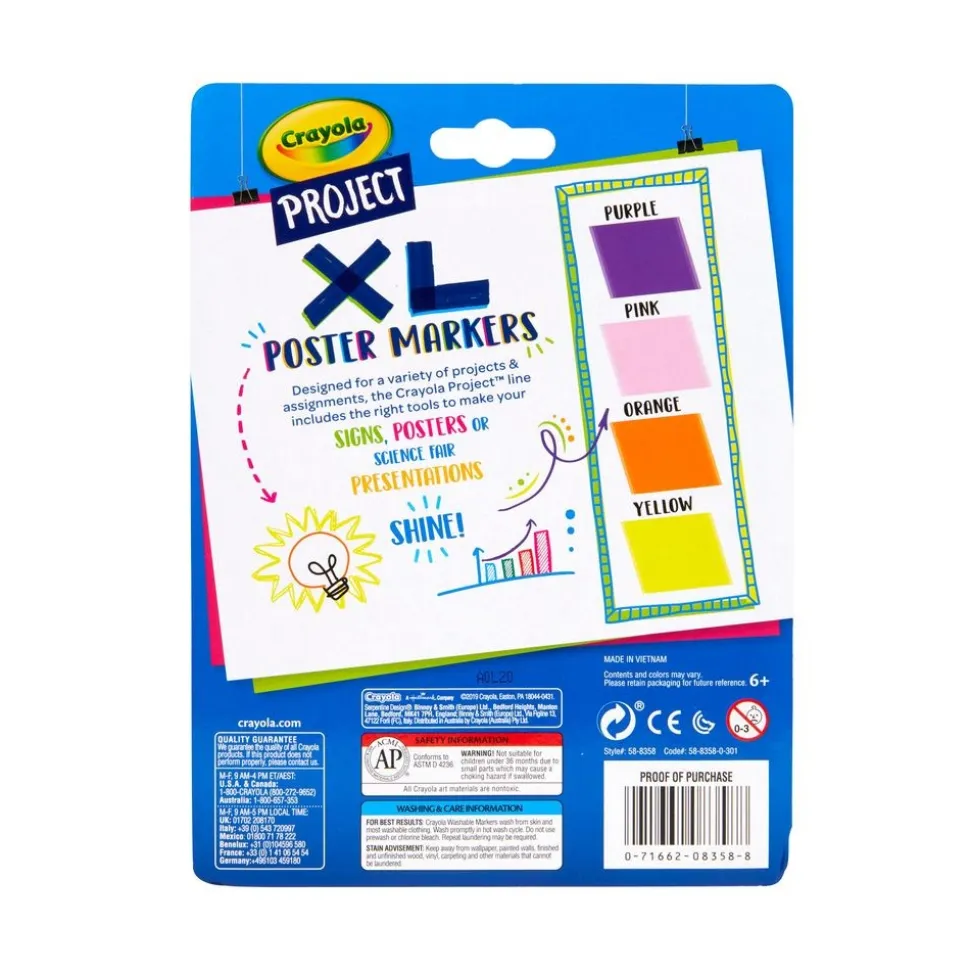 Crayola® XL Poster Markers, Classic Colors, 4 Count