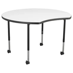 46" Crescent Dry-Erase Adjustable Activity Table with Mobile Legs