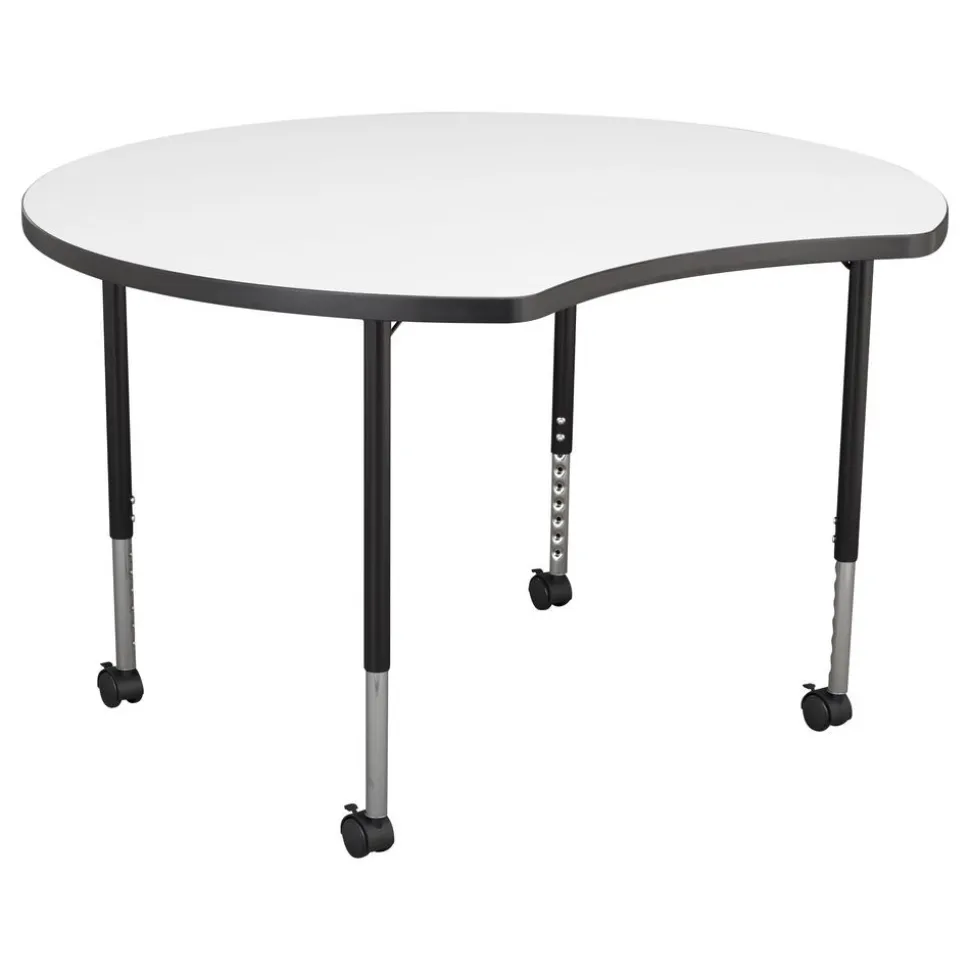 46" Crescent Dry-Erase Adjustable Activity Table with Mobile Legs