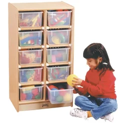 10-Cubbie Mobile Storage - With Clear Trays