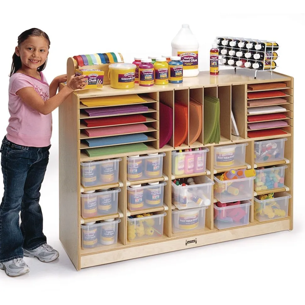 15-Cubbie Sectional Mobile Storage with Clear Trays