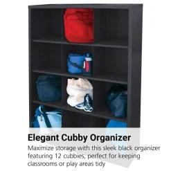 Cubbie Storage Organizer - 12 Cubbies - Black