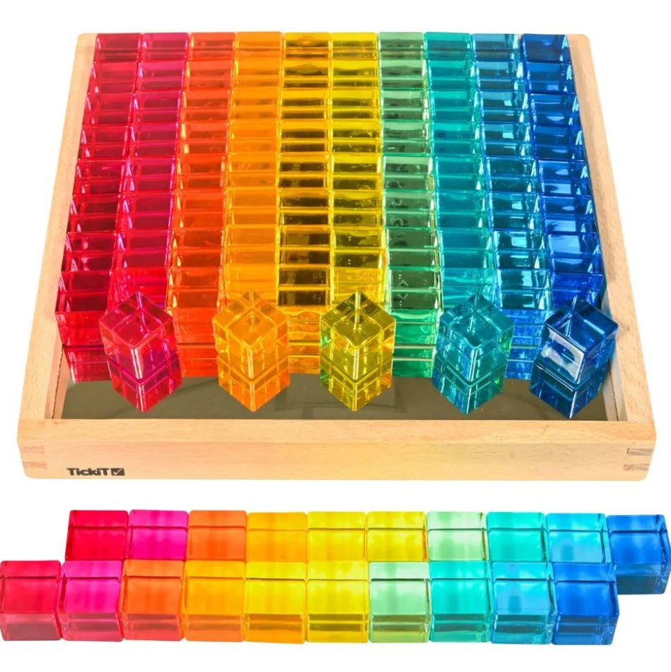 100 Cube Gems in Mirror Tray