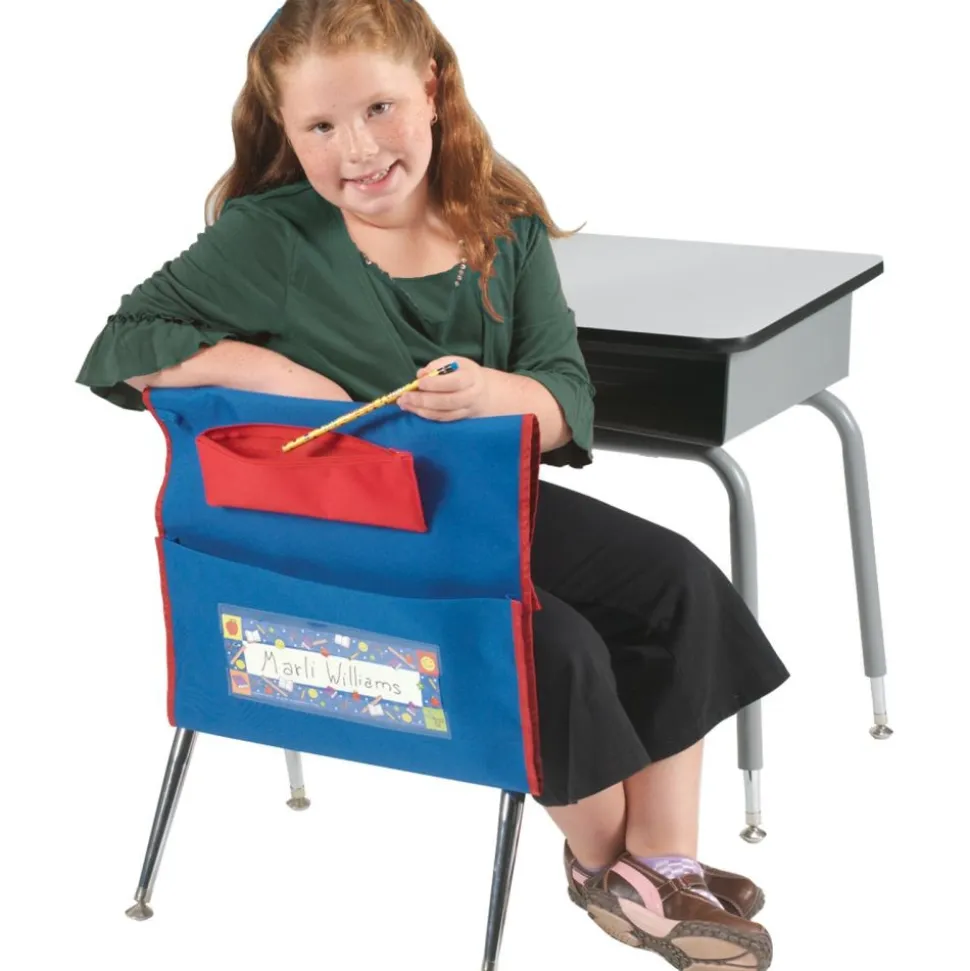Deluxe Chair Pockets with Pencil Case - 36 Pack - Blue/Red