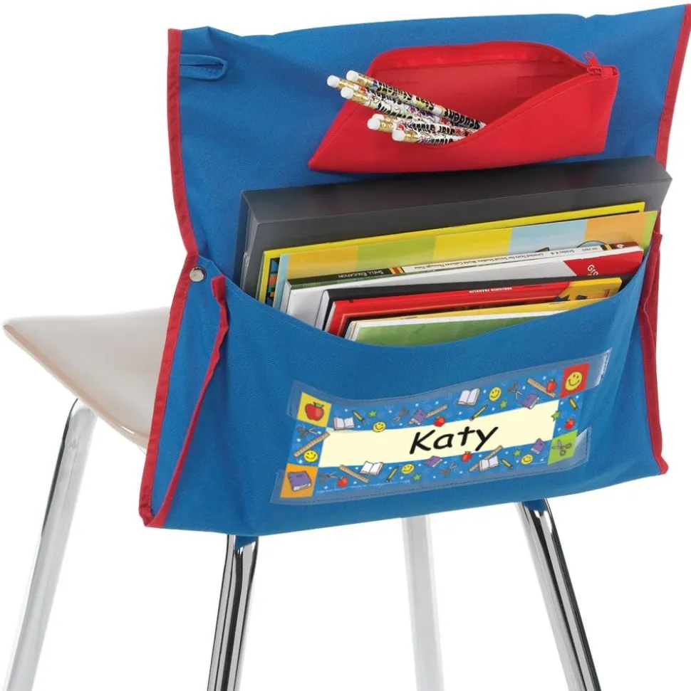 Deluxe Chair Pockets with Pencil Case - 36 Pack - Blue/Red