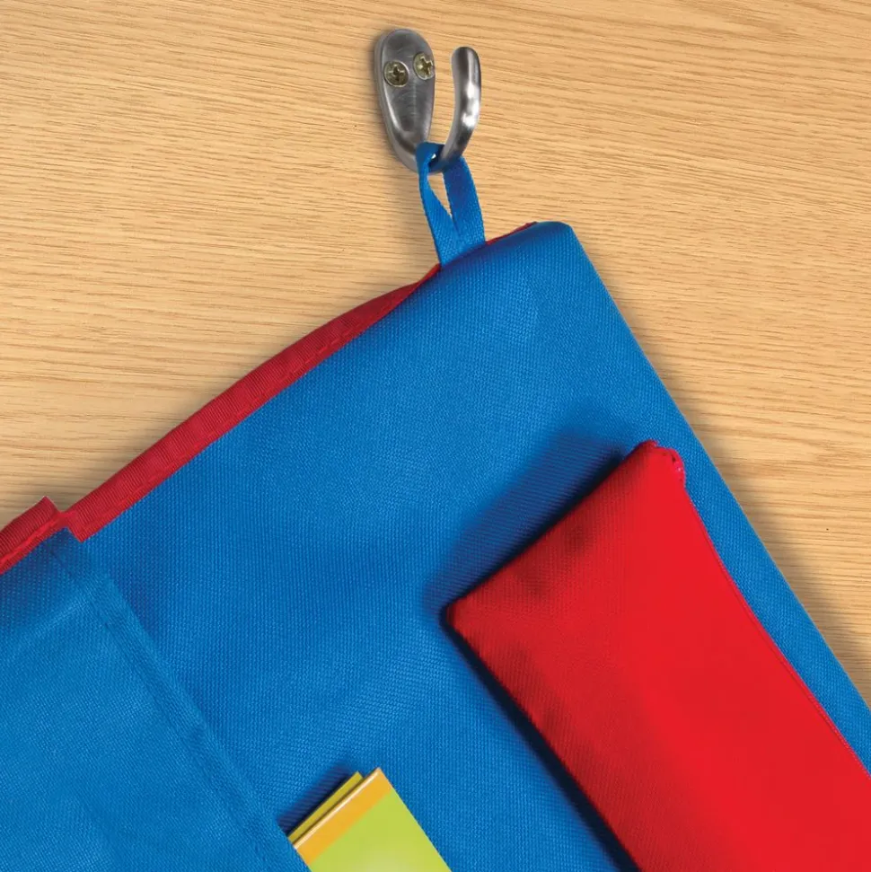Deluxe Chair Pockets with Pencil Case - 6 Pack - Blue/Red