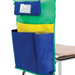 Deluxe Multi-Pocket Chair Pockets with Pencil Case and Water Bottle Holder - 150 Pack - Green/Blue