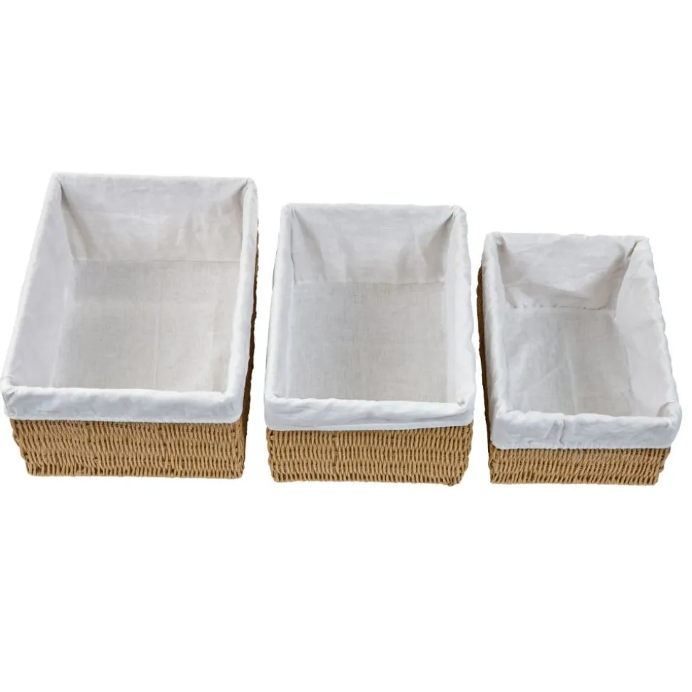 Discount School Supply® Paper Rope Baskets with Fabric Lining - Set of 3